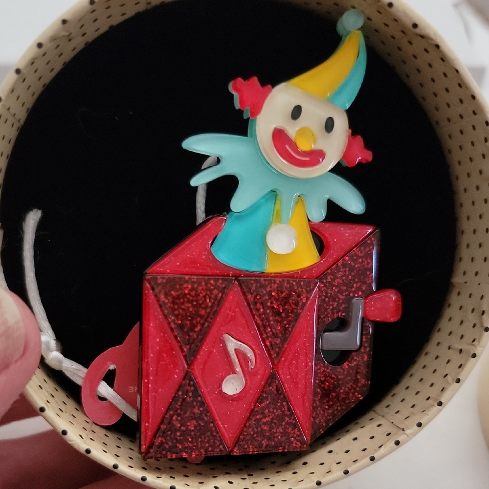 Whimsical Clown Brooch with Red and Yellow Accents